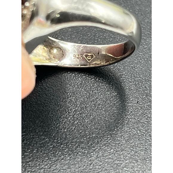 TJ 925 G Signed Designer Oval Sterling Silver Oval Filigree Ring Sz 7.5 - Picture 3 of 12